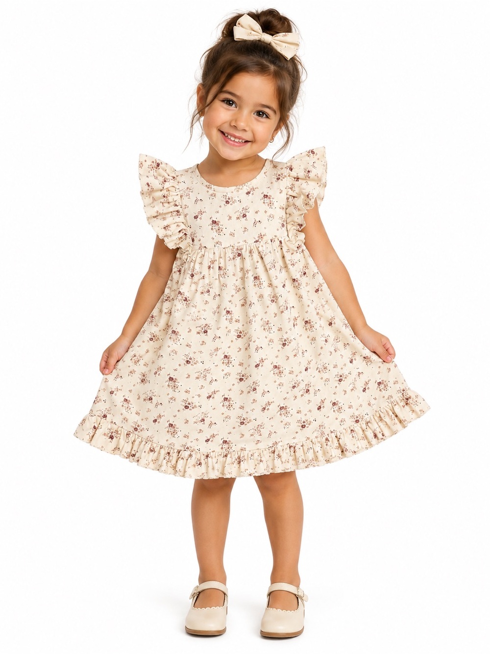 Jamie Kay Cream Dress with Pink Floral Print
